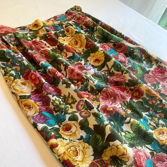 Vintage Geiger Knee Length Floral Skirt Sz 40/US 8 Cottagecore Romantic Summer - Picture 2 of 13
